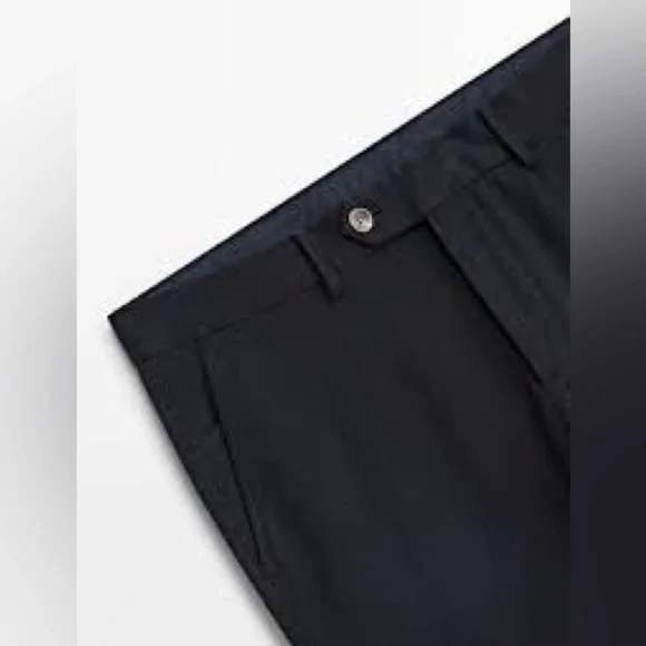 NWT. Massimo Dutti Black Cotton Blend Slim Fit Chino Trousers. Size 32.